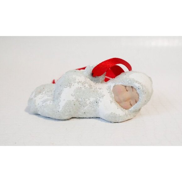 2 Vintage Christmas Snow Baby Tree Ornaments Alberta Ceramic Mold - Picture 2 of 5